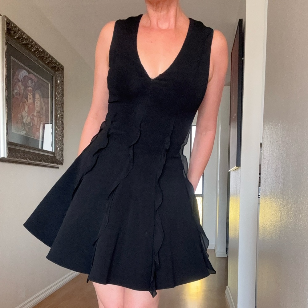 Cushnie Fit & Flare dress Ruffles Sz UK 6(US 2) Black $1,350